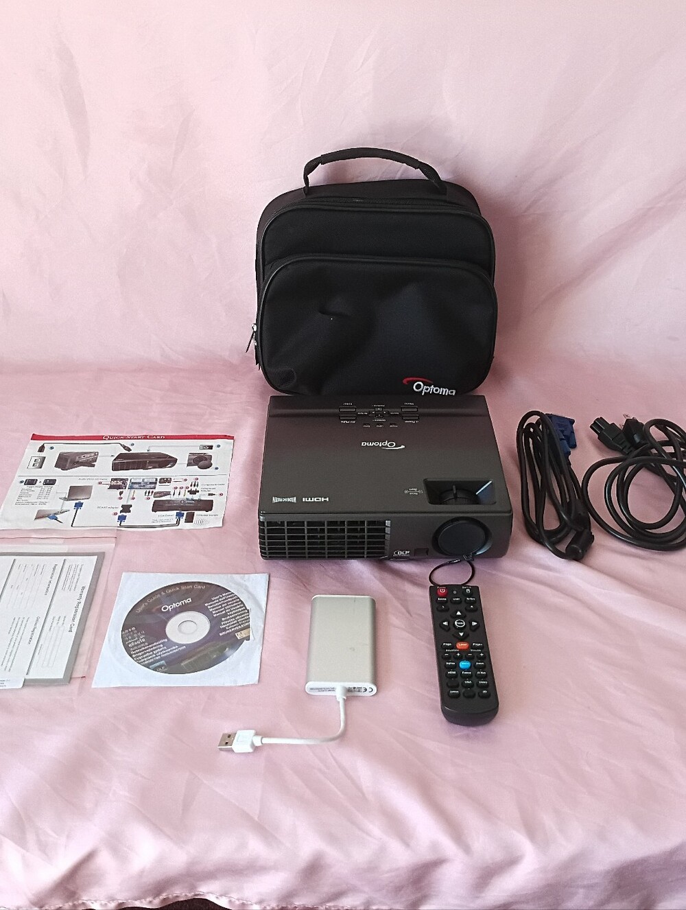 Optoma Widescreen HDMI DLP Projector with Carrying Bag & Cables